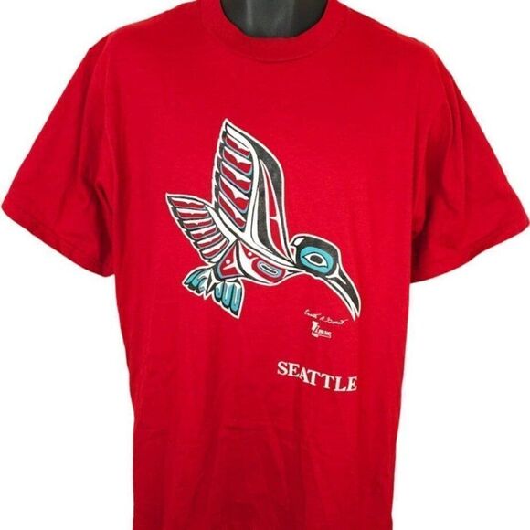 Raven Northwest Coast Art T Shirt Vintage 80s Seattle Made In USA Mens Large - Picture 1 of 7